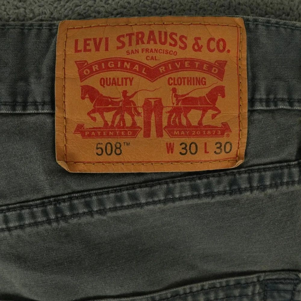 Levi's 508 Regular Taper‎ Jeans Mens Fits 32x29 Gray Stretch Denim Pants Classic